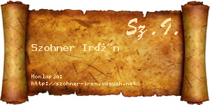 Szohner Irén névjegykártya