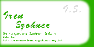 iren szohner business card